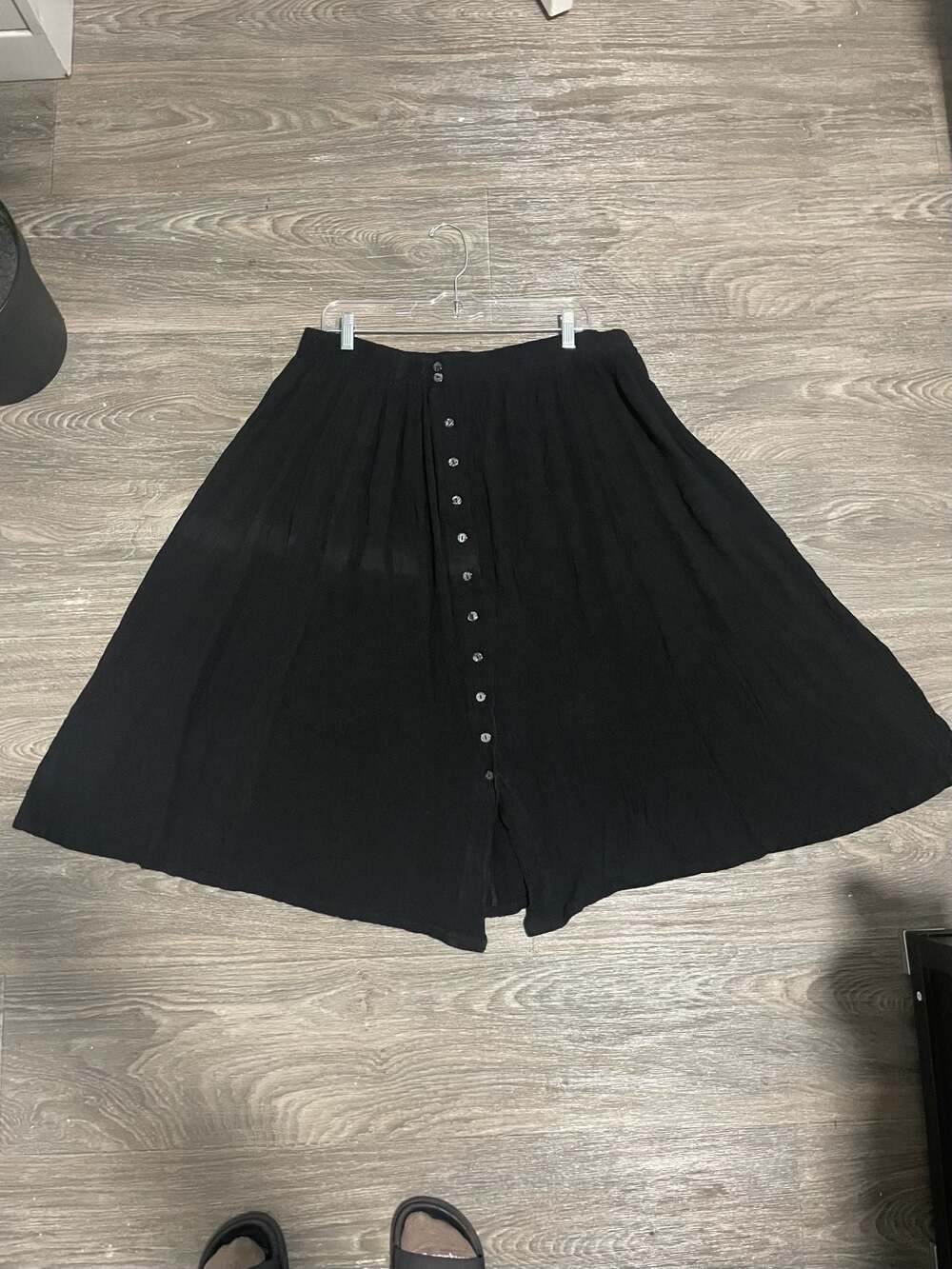 Katy D. Kathryn Beene Black Rayon Button-Front Midi Skirt